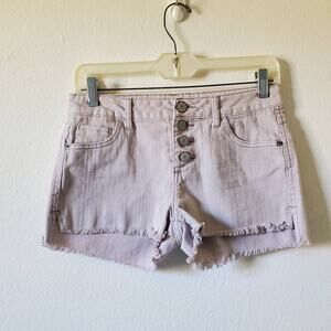 Blue Asphalt Cutoff Shorts Womens Jr's 7 Light Gray Button Fly